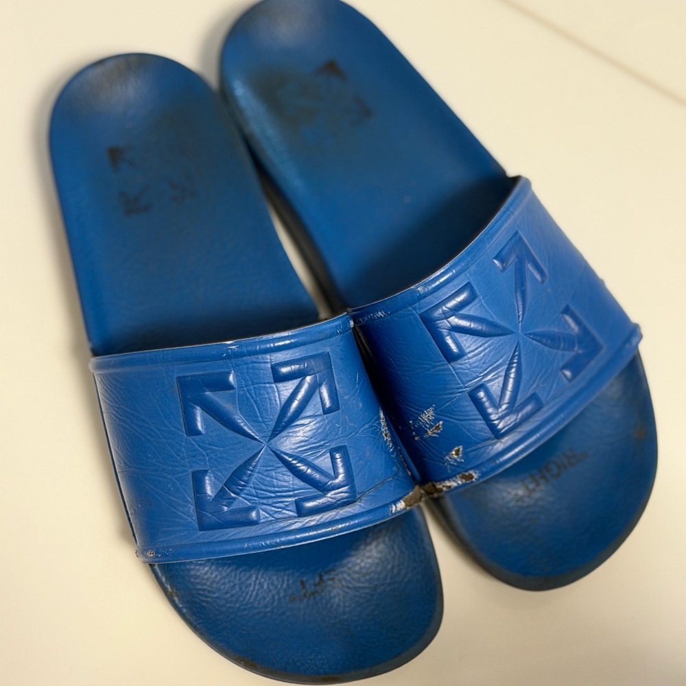 Off White Authentic Blue Slide Sandals logo size 40